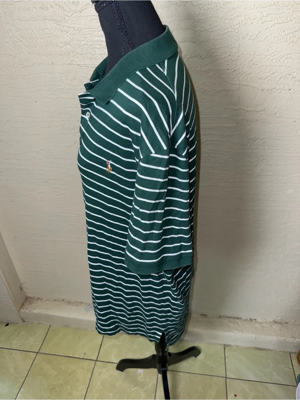 Polo Ralph‎ Lauren Green Stripe Pima Polo Preppy Golf Dadcore Coastal XL